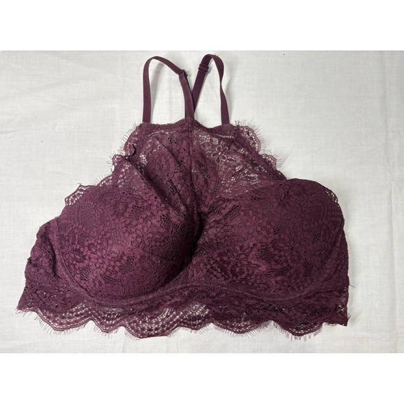Victoria's Secret Other - Victoria's Secret PINK Push-Up Lace Bralette Plum Wireless Padded Large A-C Cup‎